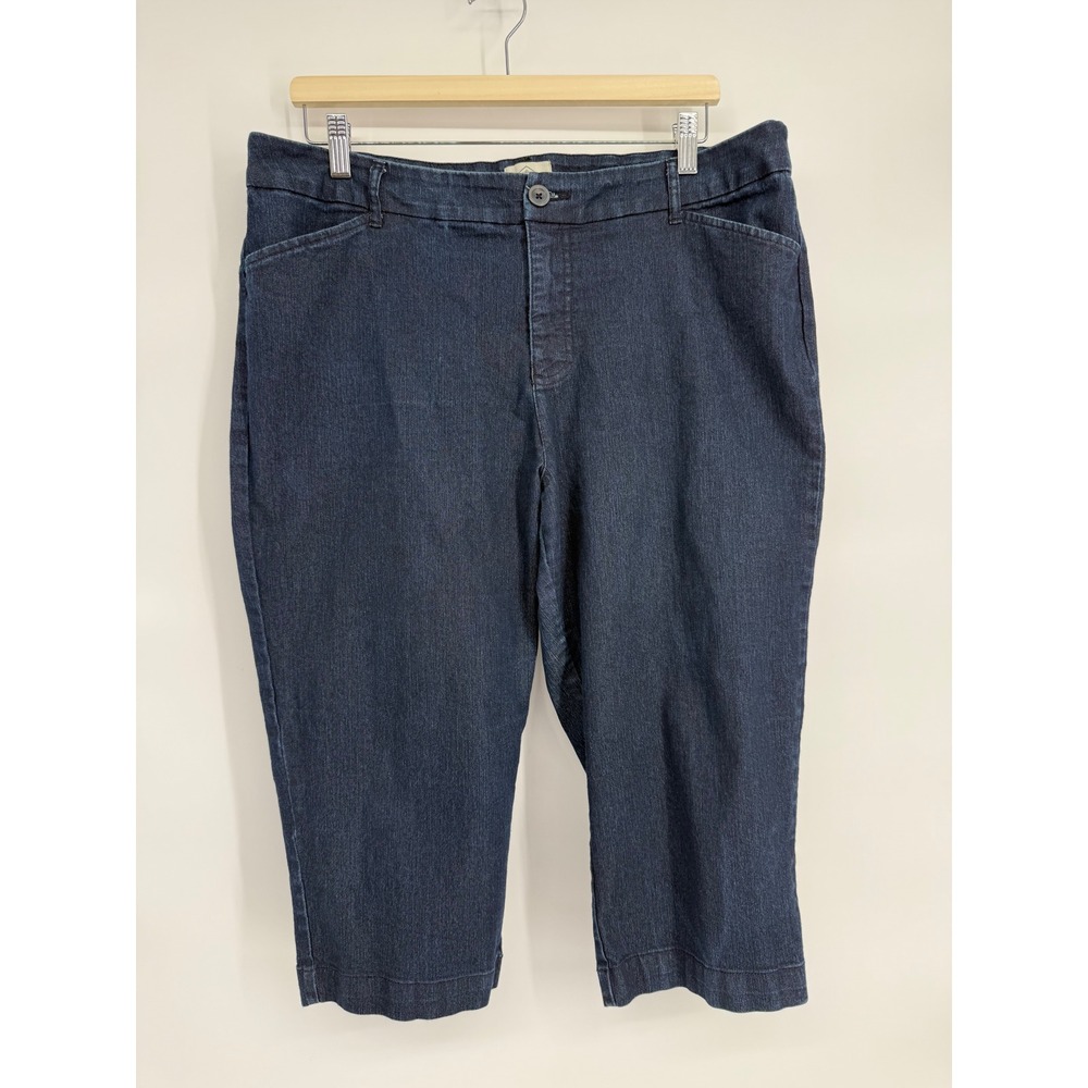 St John's Bay Denim Stretch Capris Cropped Pants Dark Wash Women Size 16